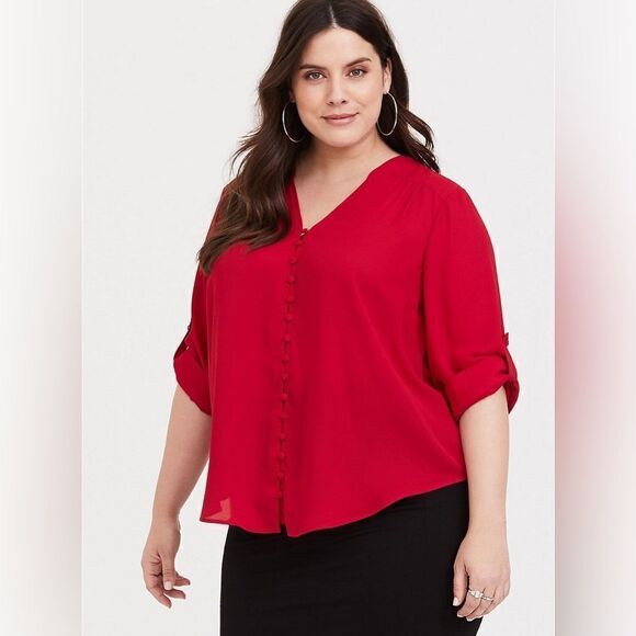 Harper Georgette Pullover 3/4 Sleeve Blouse - Picture 1 of 4